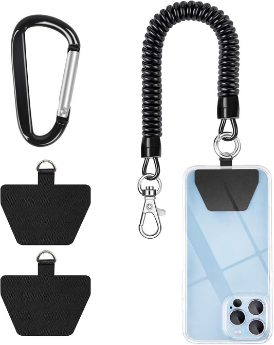 SHANSHUI Phone Lanyard, Spring Rope Phone Tether Tabs with Mountaineering Buckle Free Your Hands Anti Theft Outdoor Skiing Cycling Climbing Strap Fitting for All Smartphones