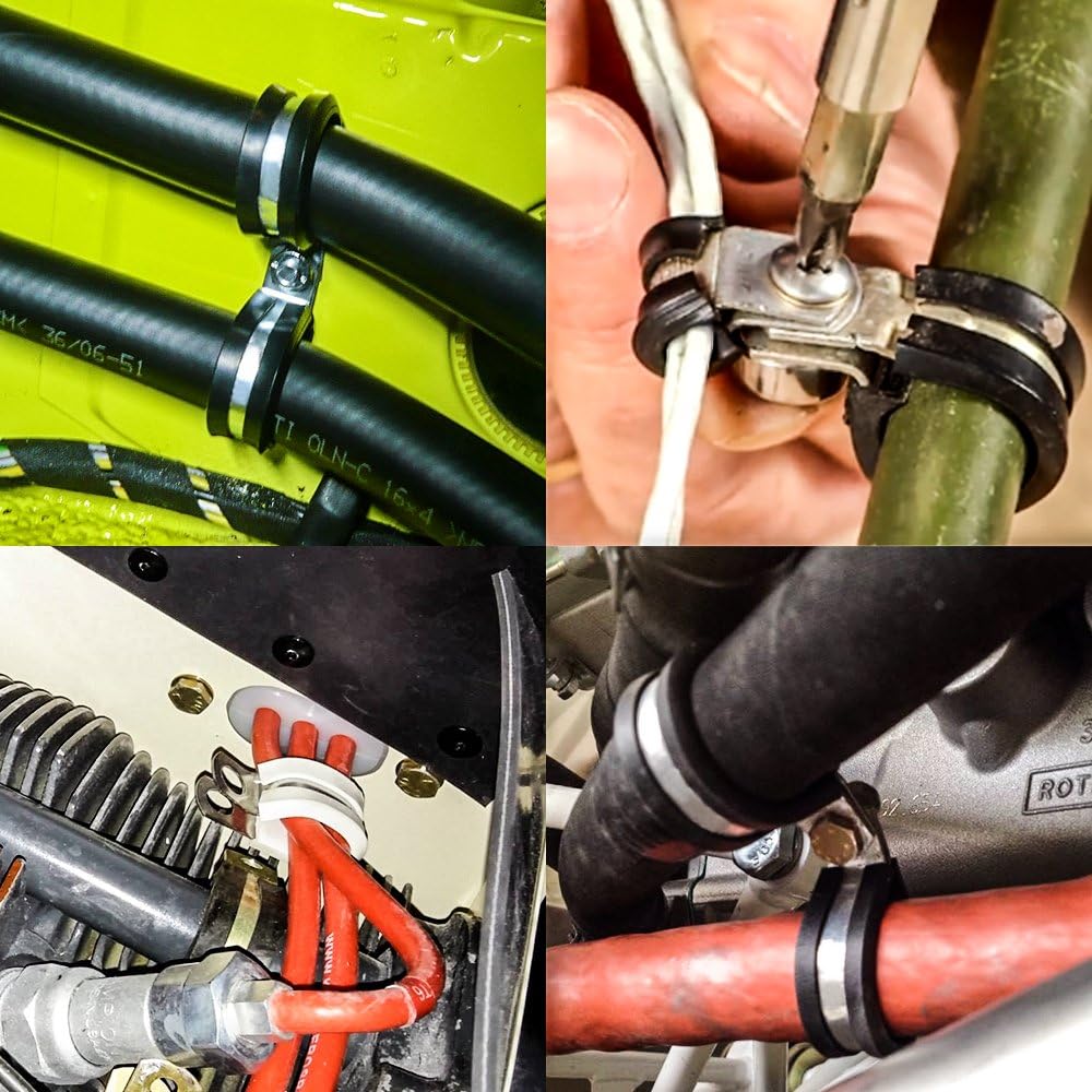 LOKMAN 20 Pack 3/16 Inch Stainless Steel Cable Clamp, Rubber Cushioned Insulated Clamp, Metal Clips, Tube Holder for Tube, Pipe or Wire Cord Installation
