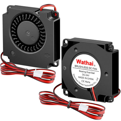 Wathai DC 4010 Blower Fan 24V Duall Ball High Speed with 1000mm/ 3.3 ft Wires 40mm x 10mm 24 Volt DC Brushless Radial Turbo Fans for Ender 3 Fan Upgrade Extruder Hot End Cooling 2 Pack