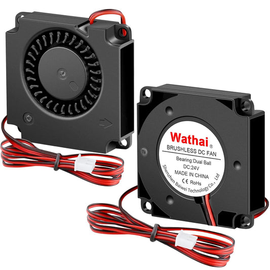 Wathai DC 4010 Blower Fan 24V Duall Ball High Speed with 1000mm/ 3.3 ft Wires 40mm x 10mm 24 Volt DC Brushless Radial Turbo Fans for Ender 3 Fan Upgrade Extruder Hot End Cooling 2 Pack