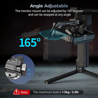 SMALLRIG HawkLock Quick Release Adjustable Camera Monitor Mount, NATO Rail and Cold Shoe, Tilt 165° Adjustable, for DJI RS 4 Mini/RS 4 Pro/RS 4 /RS 3 Mini/RS 3 Pro/RS 3 /RSC 2 /RS 2 Stabilizers