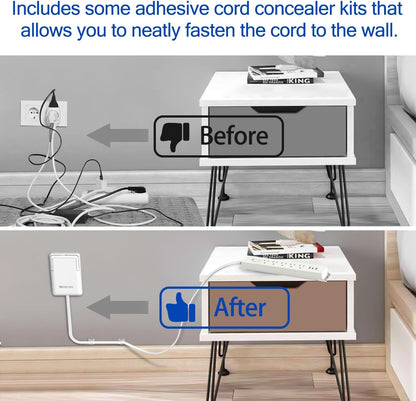 6FT Ultra-Thin Flat Plug Power Strip with 5 Outlets & 3 USB Ports | Child & Pet-Safe, 1625W, Wall-Mounted Cord Organizer, Universal Size Outlet & Plug Concealer with Cord Clips(UL Listed)