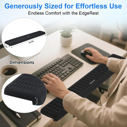 UnivoColors PostureUp L-Shaped Desk Long Wrist Rest Elbow, Non-Slip, Memory Foam, Desk Edge Support, Ergonomic Design for Long-Hour Work (23.6 * 3.9 inch One-Piece Design,Black)