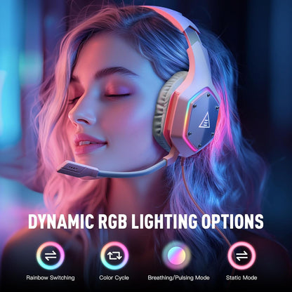 EKSA E1000 V2 Gaming Headset, PC Headset with USB C Plug, Wired Headphones with Noise Canceling Microphone, 7.1 Surround Sound, RGB Light, include USB Adapter for Computer,Mac, PS4/PS5 Console, Laptop