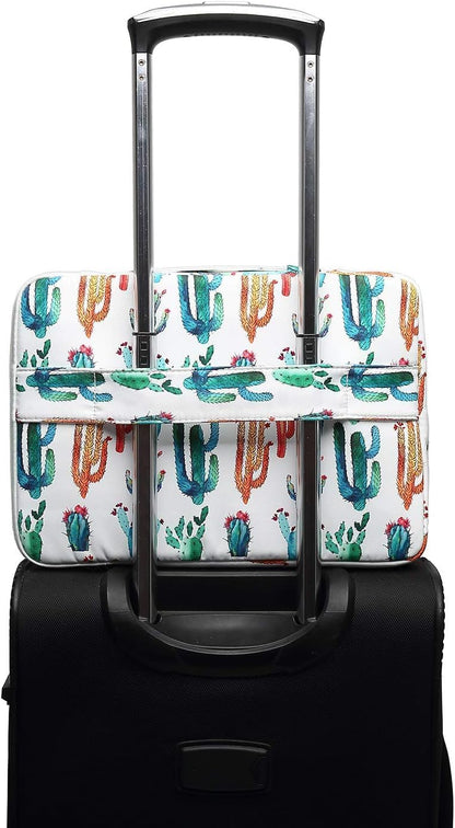 Canvaslove Cactus Corner and Bottom Rebound Bubble Cushioned Laptop Sleeve Bag case with Pockets and Handle For Macbook 14 inch,Surface Laptop 14.4 inch and 14 inch laptop