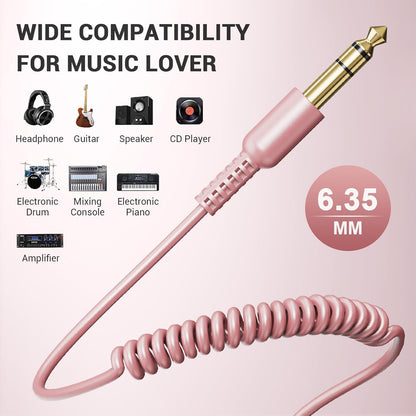 OneOdio 6.35mm to 3.5mm 6.6-9.8FT Stereo Adapter Cable Compatible with AMPs, Electronic Keyboards, Mixers, Guitars and Pro10/Pro30/Pro50 Headphones of OneOdio- Rose Gold