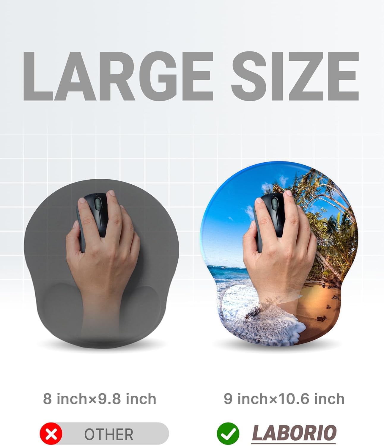 Ergonomic Mouse Pad Wrist Support, Comfortable Mouse Pad Wrist Rest, Relieve Wrist Pain Gel Mouse pad, Non-Slip Rubber Base Mousepad for Laptop, Computer(Beach)