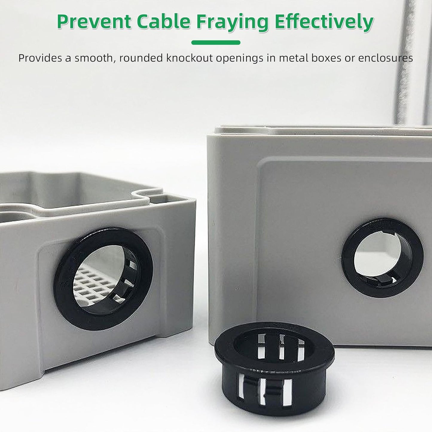 1-1/2"(38mm) Black Snap-in Knockout Insulating Bushing Grommets, Plastic Cable Hole Grommets for Wiring, Round Nylon Snap in Locking Electrical Wire Cord Hose Tubing Bushings Grommets, 10pcs