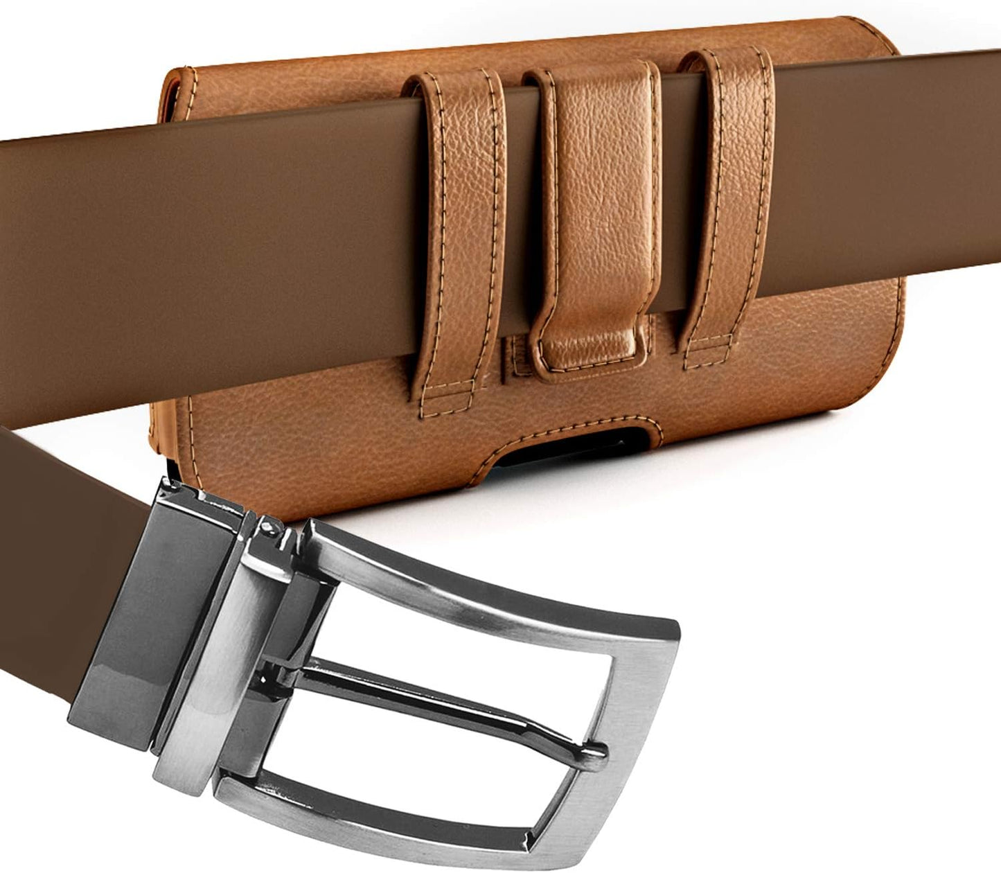 DeBin Holster for Samsung Galaxy Ultra Models s25 s24 s23 s22 s21, Note 20, A13, A32, A02s A03s, A12 A11 A71 A13 Cell Phone Belt Holder Clip Case Pouch Cover (Fits Protective Case on) Brown