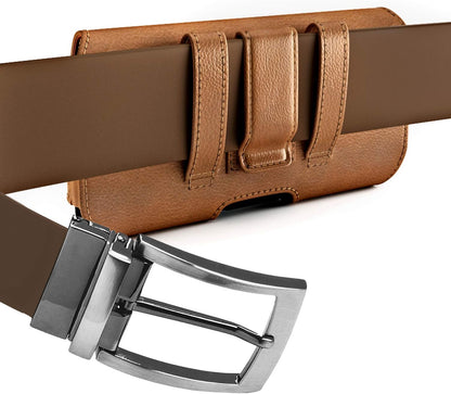 DeBin Holster for Samsung Galaxy Ultra Models s25 s24 s23 s22 s21, Note 20, A13, A32, A02s A03s, A12 A11 A71 A13 Cell Phone Belt Holder Clip Case Pouch Cover (Fits Protective Case on) Brown