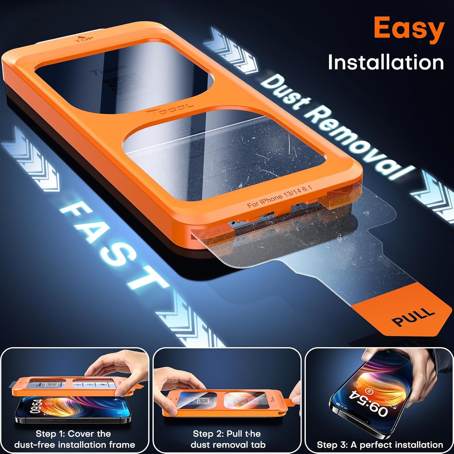 TOCOL for iPhone 16e Screen Protector/iPhone 13 Screen Protector 9H Hardness Military Grade Shatterproof HD Tempered Glass Full Coverage Easy Installation Case Friendly 2 Pack