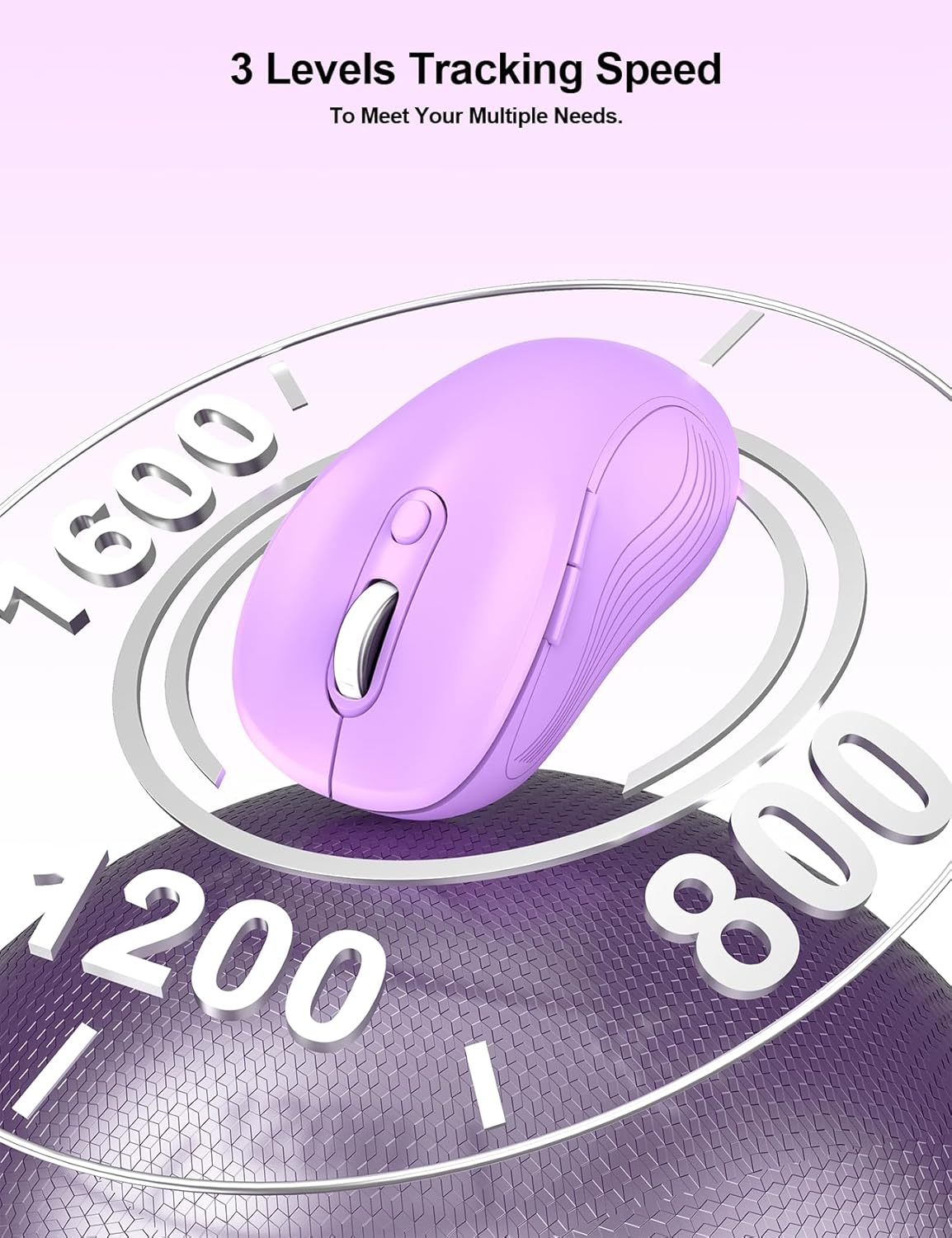 Trueque Wireless Mouse for Laptop, 2.4GHz Ergonomic Computer Mouse with Back & Forward Buttons, 3-Level DPI, 6 Buttons, Optical USB Cordless Mice for Windows Chromebook MacBook PC (Lavender)