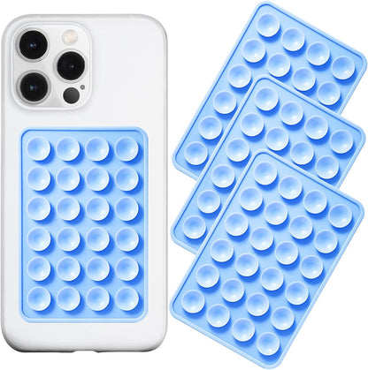 Silicone Suction Phone Case Mount 3 Pack, Silicon Adhesive Suction Cup Phone Mount, Non Slip Sticky Phone Grip for Cellphone, Strong Grip Holder for Selfies and Videos (Sky Blue)