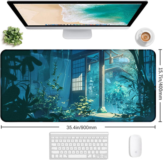 Anime Tropical Plants XL Extended Game Keyboard Pad, Women's Office Decoration Laptop Keyboard Pad 35.4 x 15.7 x 0.12 Inches