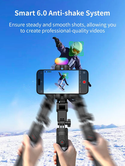 Gimbal Stabilizer for Smartphone, 4 in 1 Phone Gimbal w/360° Rotation for iPhone/Andriod Sefie Stick Tripod w/Auto Face Tracking and Wireless Remote for TIK Tok YouTube Vlogging-M1 Pro Black