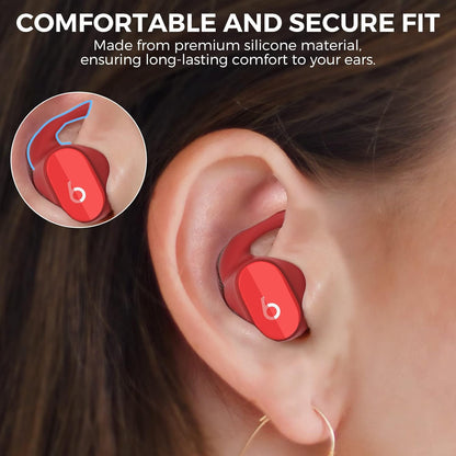 AhaStyle 3 Pairs Beats Studio Buds Ear Hooks Anti-Slip Ear Covers Silicone Accessories【Not Fit in The Charging Case】 Compatiable with New Beats Studio Buds 2021 (Red)