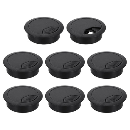 uxcell 8 Pcs 53mm (2.09 Inch) Desk Grommet, Plastic Cable Hole Cover, Wire Cord Cable Organizer for Home Office Computer Desk Cabinet, Black