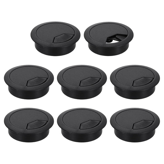 uxcell 8 Pcs 53mm (2.09 Inch) Desk Grommet, Plastic Cable Hole Cover, Wire Cord Cable Organizer for Home Office Computer Desk Cabinet, Black