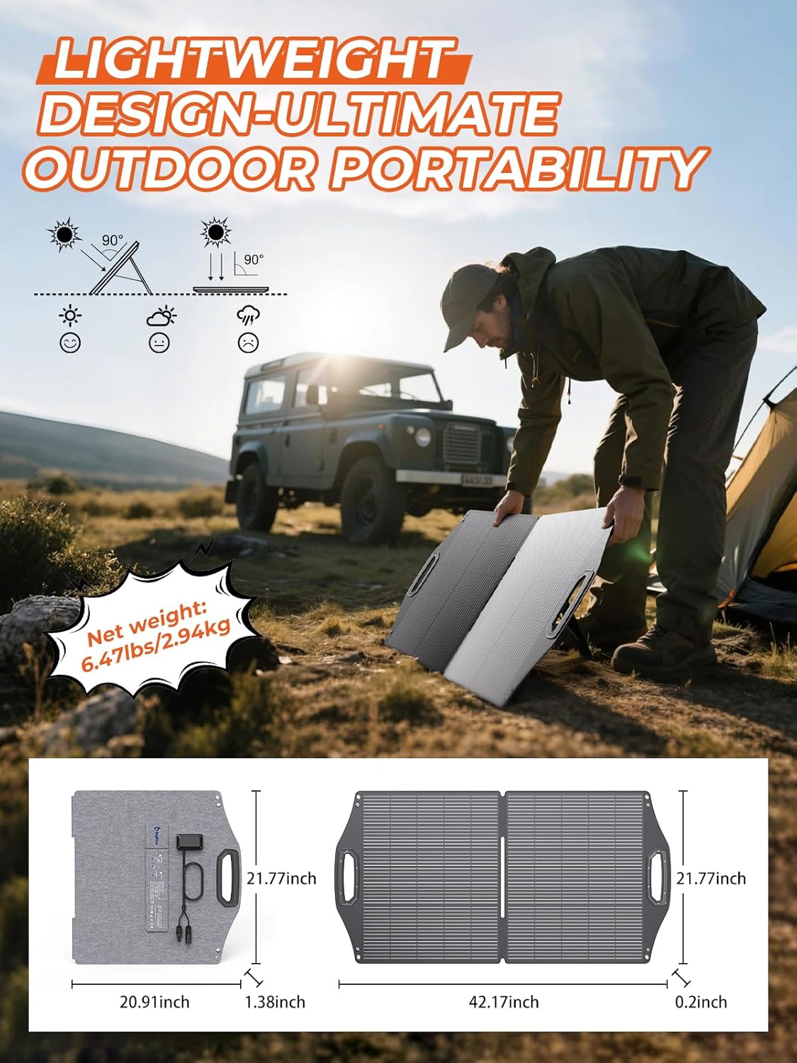 BigBlue 100W Solar Panel w/USB-C(45W PD)+USB-A(Fast Charging 18W) & MC-4 Ports, IP68 Waterproof, Camping Essentials, Folding Portable Solar Charger w/Kickstand for Power Stations, Phones, Tablets