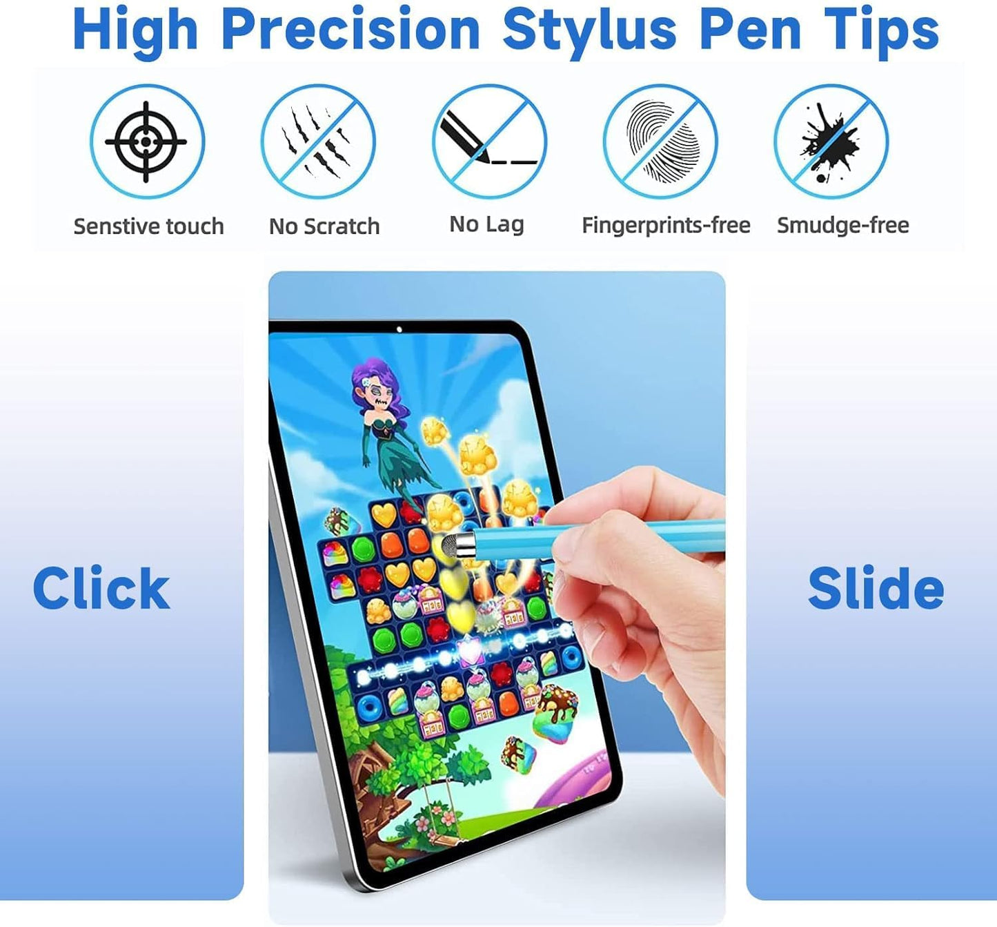 Mesh Fiber Tips (10 Pack) GUUGEI Stylus Pen Replacement Tips Suitable for capacitive Touch Screen,High Sensitivity, Soft, no Scratch Screen Pen tip