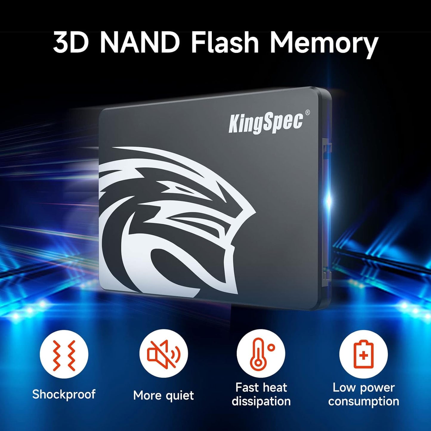 KingSpec 512GB 2.5 SSD SATA III Internal - 550MB/s Read, 520MB/s Write with 3D NAND Flash, for Laptop & Desktop PC Upgrade