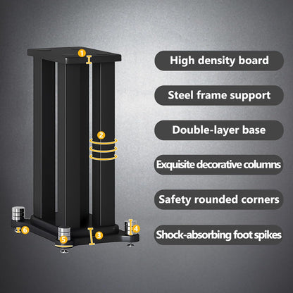 A Pair of Speaker Stands, Bookshelf Speaker Stand Steel Frame Support for Speakers up to 40 kg, Vibration-Absorbing MDF Design, Universal Speaker Stand Improves Sound Quality (40cm/15.7in)