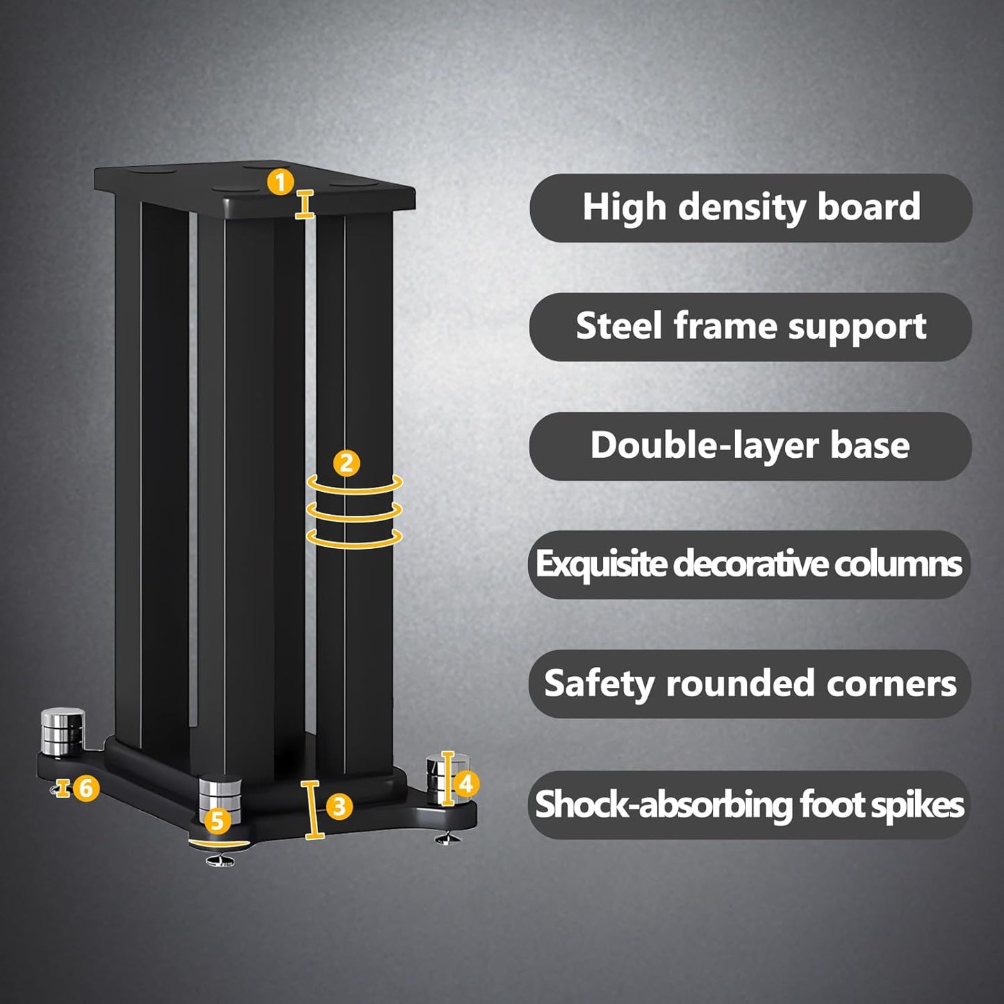 A Pair of Speaker Stands, Bookshelf Speaker Stand Steel Frame Support for Speakers up to 40 kg, Vibration-Absorbing MDF Design, Universal Speaker Stand Improves Sound Quality (80cm/31.4in)