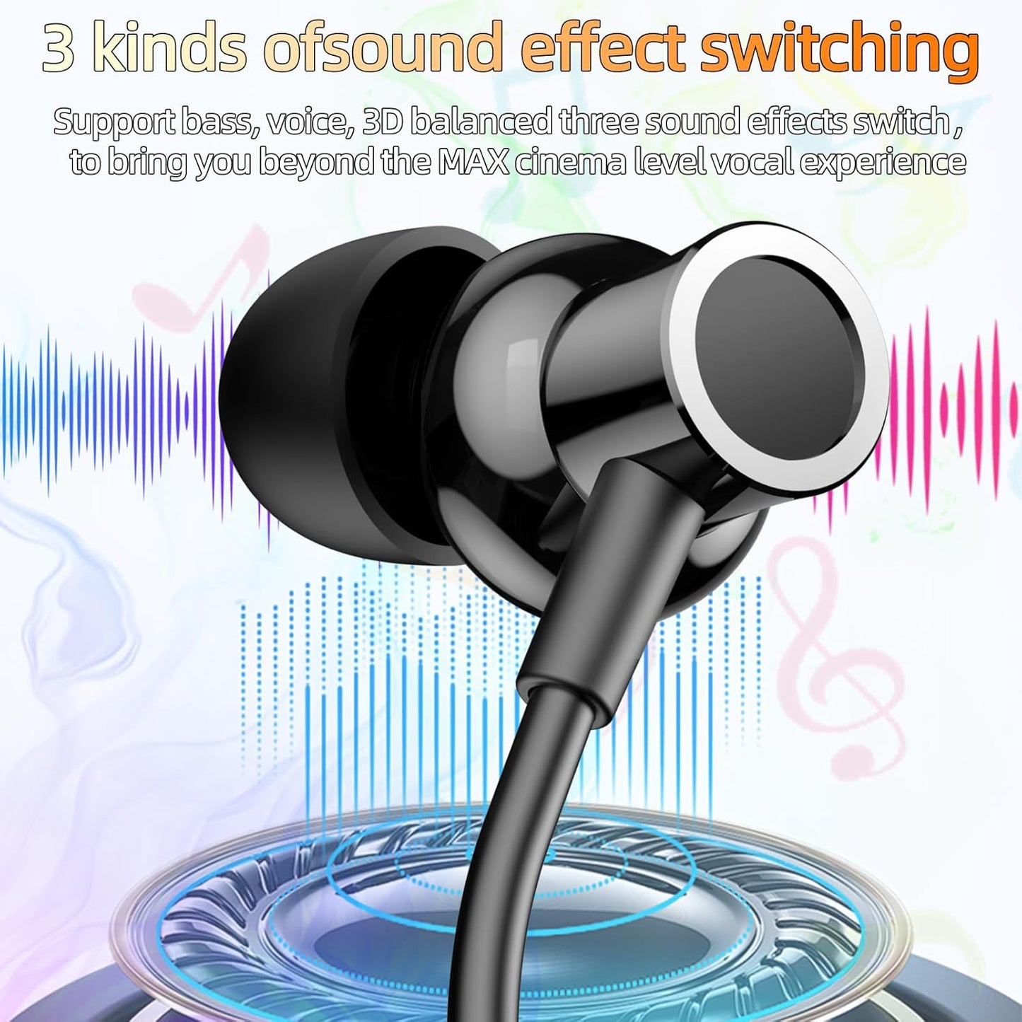 Neckband Bluetooth Headphones, 6.0 Bluetooth 100 Hours Playtime，IPX7 Sports Waterproof Earbuds with Microphone Noise Cancelling with HiFi Speakers Multiple Switchable Sound Modes