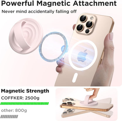 Magnetic Phone Ring Grip Holder, Silicone Finger Loop Grip, Compatible with MasSafe, Back of Phone for iPhone Pro Max/Plus/16/15/15/14/13/12 Series, Lovely Pink
