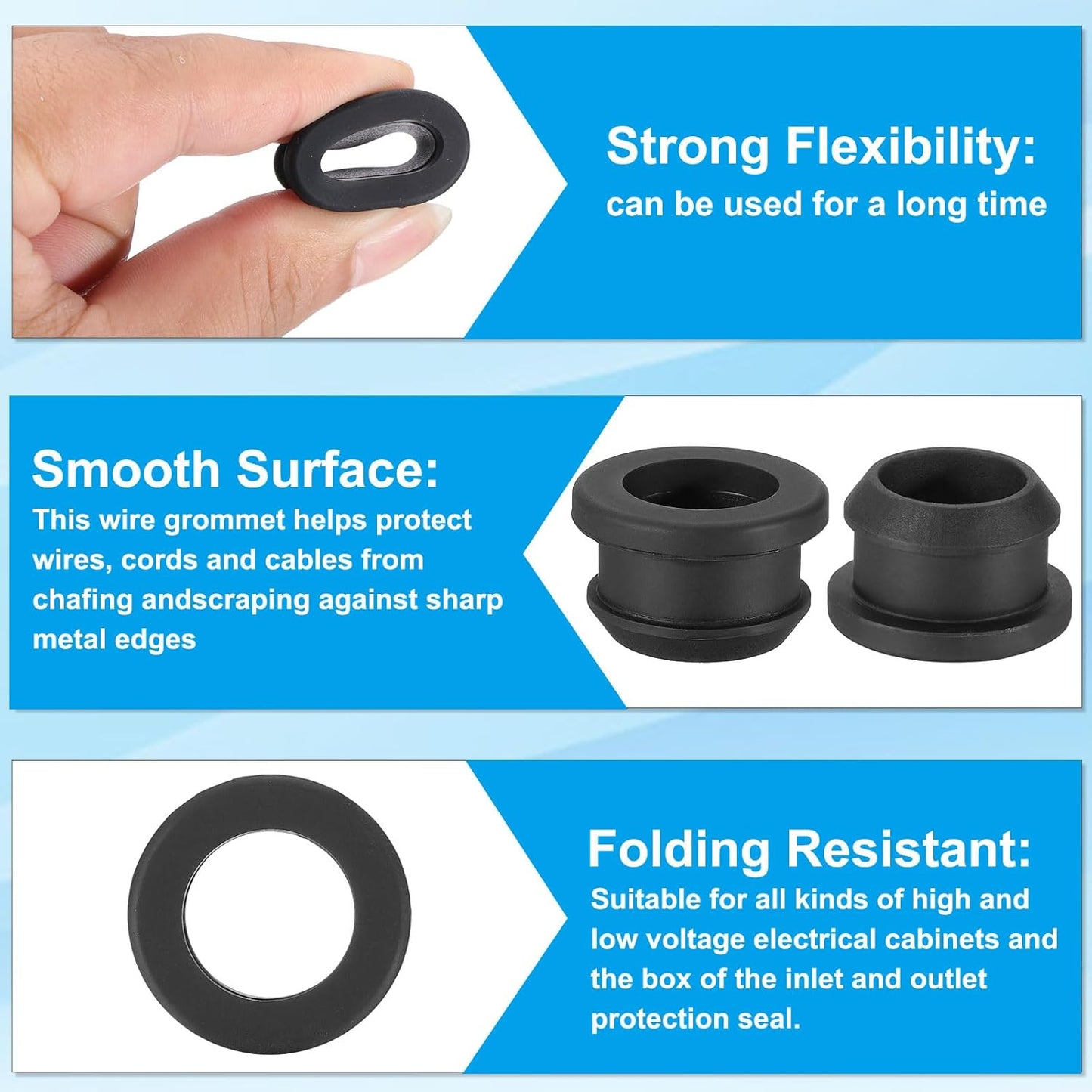 PATIKIL 19mm / 3/4 Inch Drill Hole,9/16 Inch ID Rubber Grommets, 12Pcs Top Hat Grommet for Wiring Eyelet Ring Gasket Automotive Firewall Cable Hole Plugs Wires Protection, Black