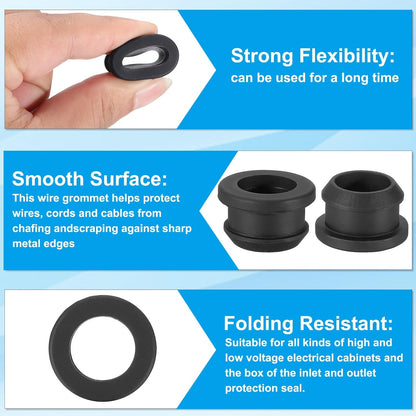 PATIKIL 19mm / 3/4 Inch Drill Hole,9/16 Inch ID Rubber Grommets, 12Pcs Top Hat Grommet for Wiring Eyelet Ring Gasket Automotive Firewall Cable Hole Plugs Wires Protection, Black