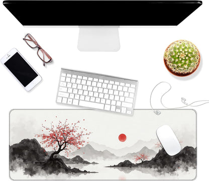 Dynippy Thin Extended Gaming Mouse Pad （31.5 * 11.8 * 0.08 inch） with Stitched Edges Large Mousepad Long XXL Keyboard and Mouse pad Desk Mat for Gaming Office & Home - Artistic Painting