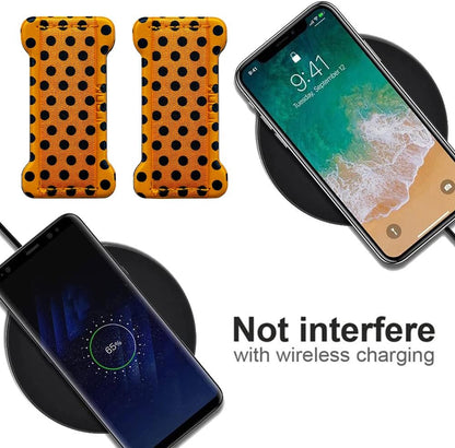 Phone Grip Holder for Hand, Universal Finger Strap Phone Holder, Finger Selfie Grip Compatible with Most Smartphones (Black Polka Dots) -2Pack