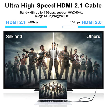 8K 4K HDMI Cable 10FT 2 Pack, High Speed Braided HDMI to HDMI 2.1 Cord Supports 8K@60Hz, 4K@120Hz 144Hz 48Gbps Compatible with Roku TV/PS5/HDTV/Blu-ray