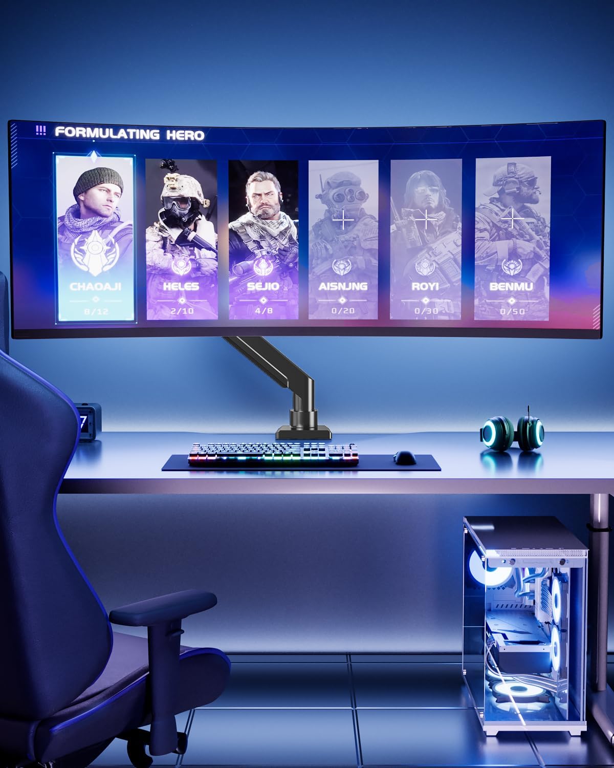 MOUNT PRO Heavy Duty Monitor Arm for Max 49 Inch Ultrawide Screens up to 44 lbs, Aluminum Premium Single Monitor Mount for Samsung Odyssey G9 and More, Adjustable Display Desk Stand, VESA 100x100mm