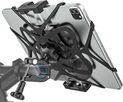 woleyi Spin Bike Tablet Holder - Treadmill Tablet Mount Handlebar Clamp for Indoor Bike Peloton, Stationary Exercise Bicycle Clip for 4.7-13" Tablets iPad Pro, Air, Mini, Galaxy Tab, Fire HD, iPhone