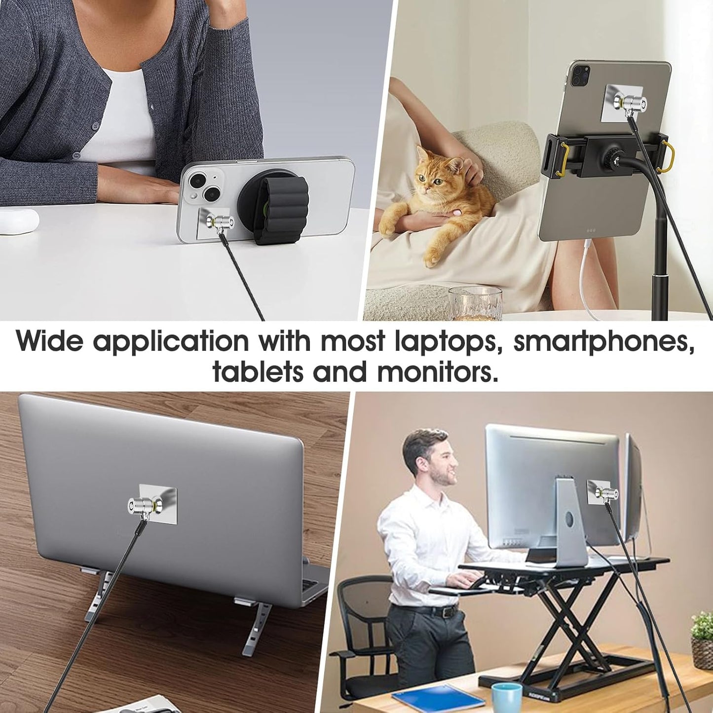 I3C Laptop Cable Lock, Hardware Security Cable Lock with Keys, Anti Theft Combination Lock for Laptop Monitor Compatible with Tablet Surface Projector and Other Electronic Devices