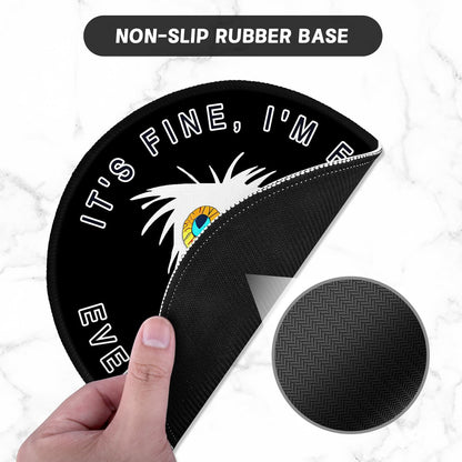 ITNRSIIET Round Mouse Pad with Stitched Edge Premium-Textured Waterproof Non-Slip Rubber Base Desktop Protection Mat Diameter 8.7 inches, Funny Cat