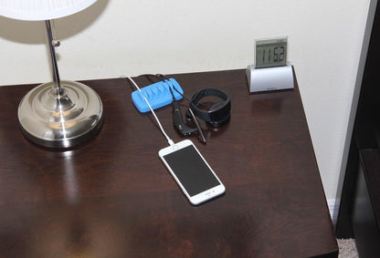 Heaviest Cable Organizer on The Market! Compact and Weighted Desktop Cord Holder and Cable Organizer, Eco-Friendly Silicone, No Bad Smell, Bundled with 4 Reusable Cable Ties! (Blue)