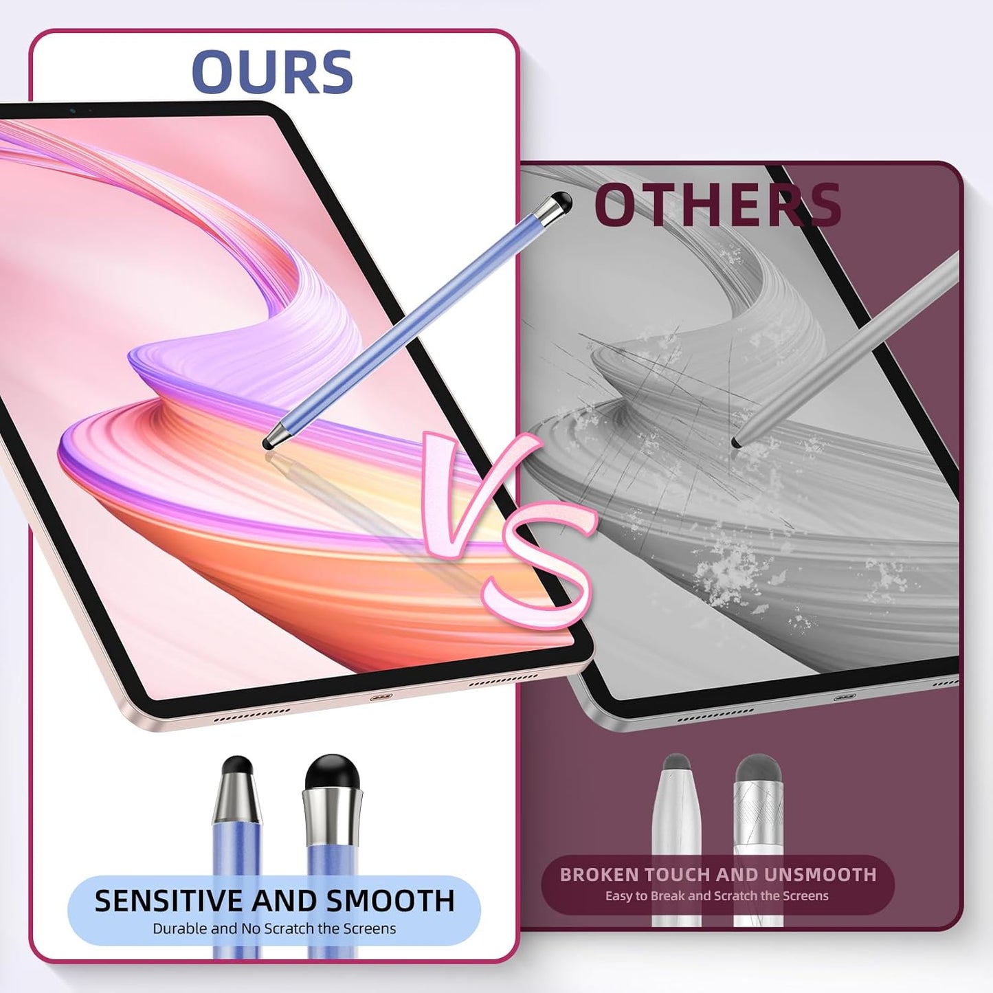 Stylus Pen for Touchscreen 10Pcs, 2-in-1 High Sensitivity & Precision Stylists pens, Stylus Pen for iPad/iPhone/Samsung/Android Tablets and Universal Capacitive Touch Screen (Black)