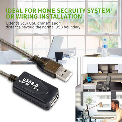 100 FT USB Extension Cable, USB 2.0 Type A Male to A Female Active Repeater Extension Cable 100ft, High Speed 480 Mbps