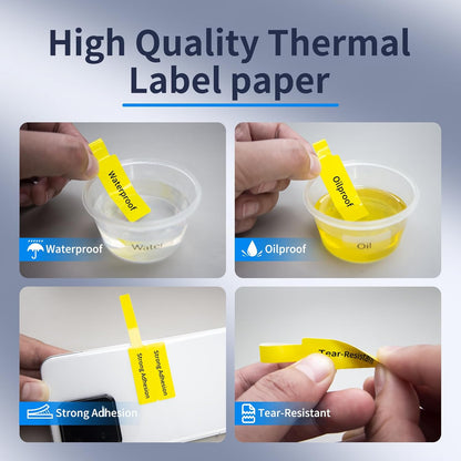 100 Pcs Cable Labels - Waterproof Wire Cord Labels, Tear Resistant Wire Label, Self Adhesive Cord Organizing Label, for Cable Management, Compatible with PUQU AQ20 Label Makers(Yellow) 25x78mm