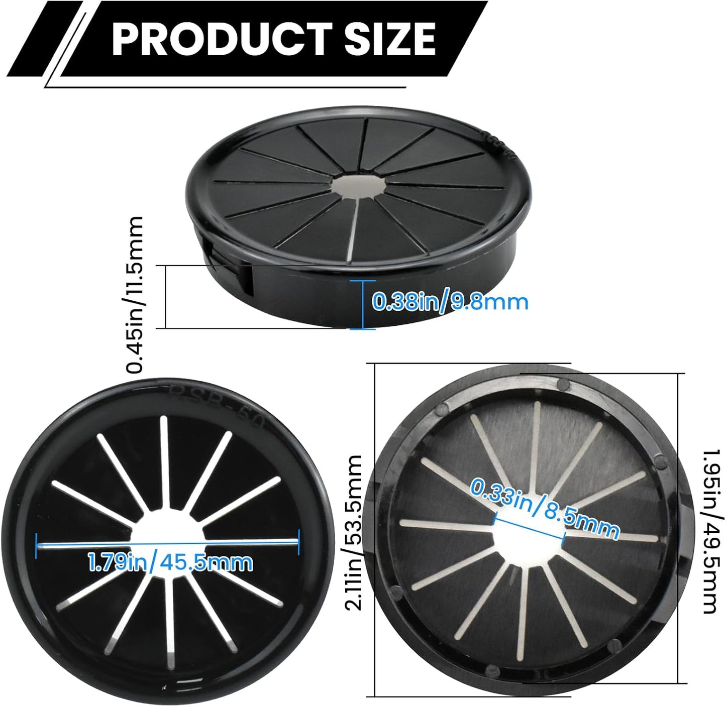 2 Inch Cable Grommets Petal-Shaped Buckle Type Wire Hole Cover for Cord Management and Protection of Cabinet (49.5mm, 5PCS)