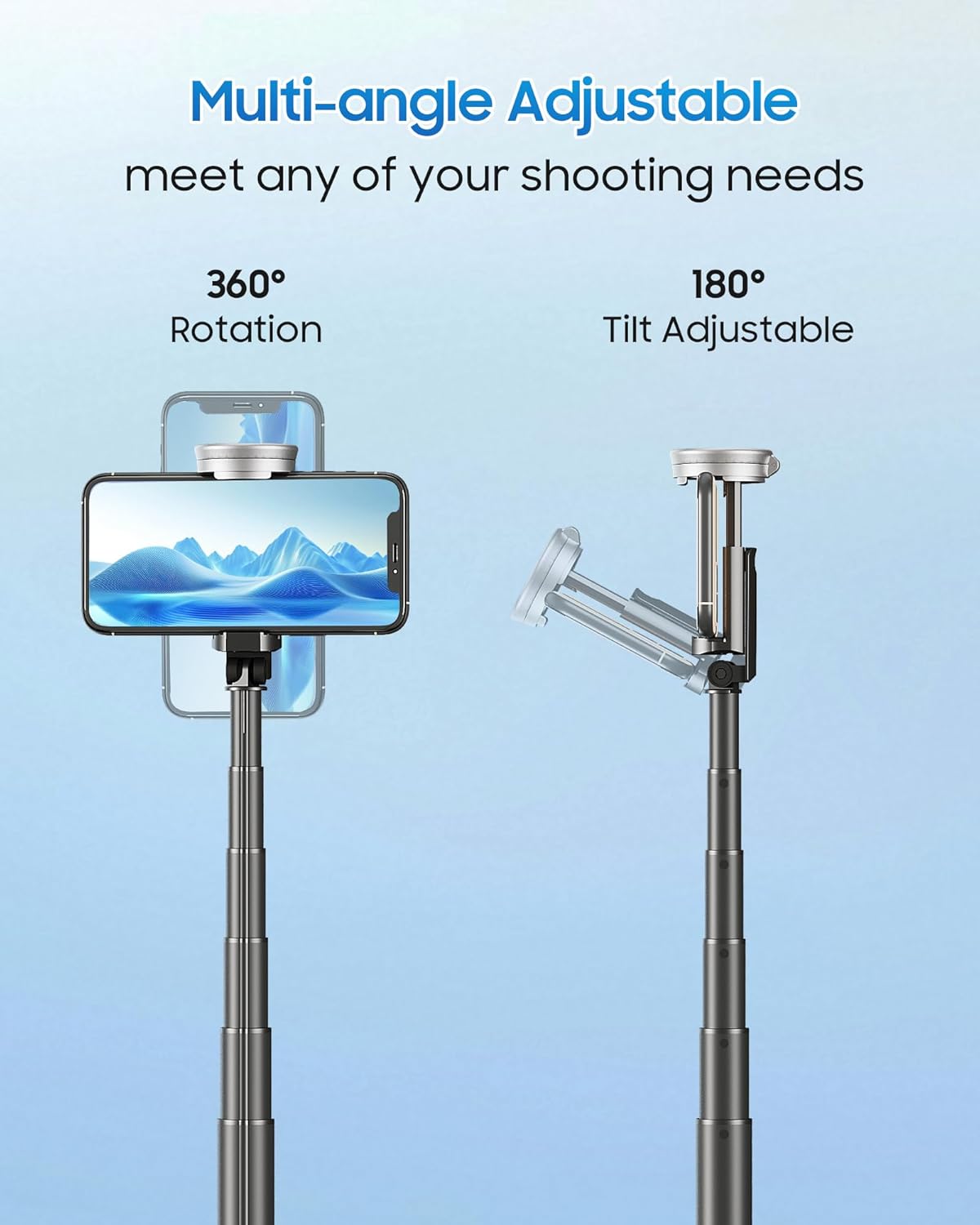 67" Selfie Stick Phone Tripod, All-in-1 Cell Phone Tripod with Wireless Remote, Extendable Compact Tripods Portable Travel Stand for iPhone Android Selfie/Video Recording/Live Stream/Vlog