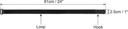 12 Pack 1 x 24 Inches Hook and Loop Reusable Fastening Cable Tie Down Straps by Wisdompro - Reusable, Durable Functional Cinch Strap to Keep Your Home, Office, Workspace from Tangled Messes of Cords