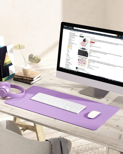 YSAGi Non-Slip Leather Desk Pad, Waterproof Laptop Computer Desk Keyboard Mat, Table Protector Blotter Mat, Large Mouse Pad for Office/Work/Home/Decor(Purple, 31.5" x 15.7")