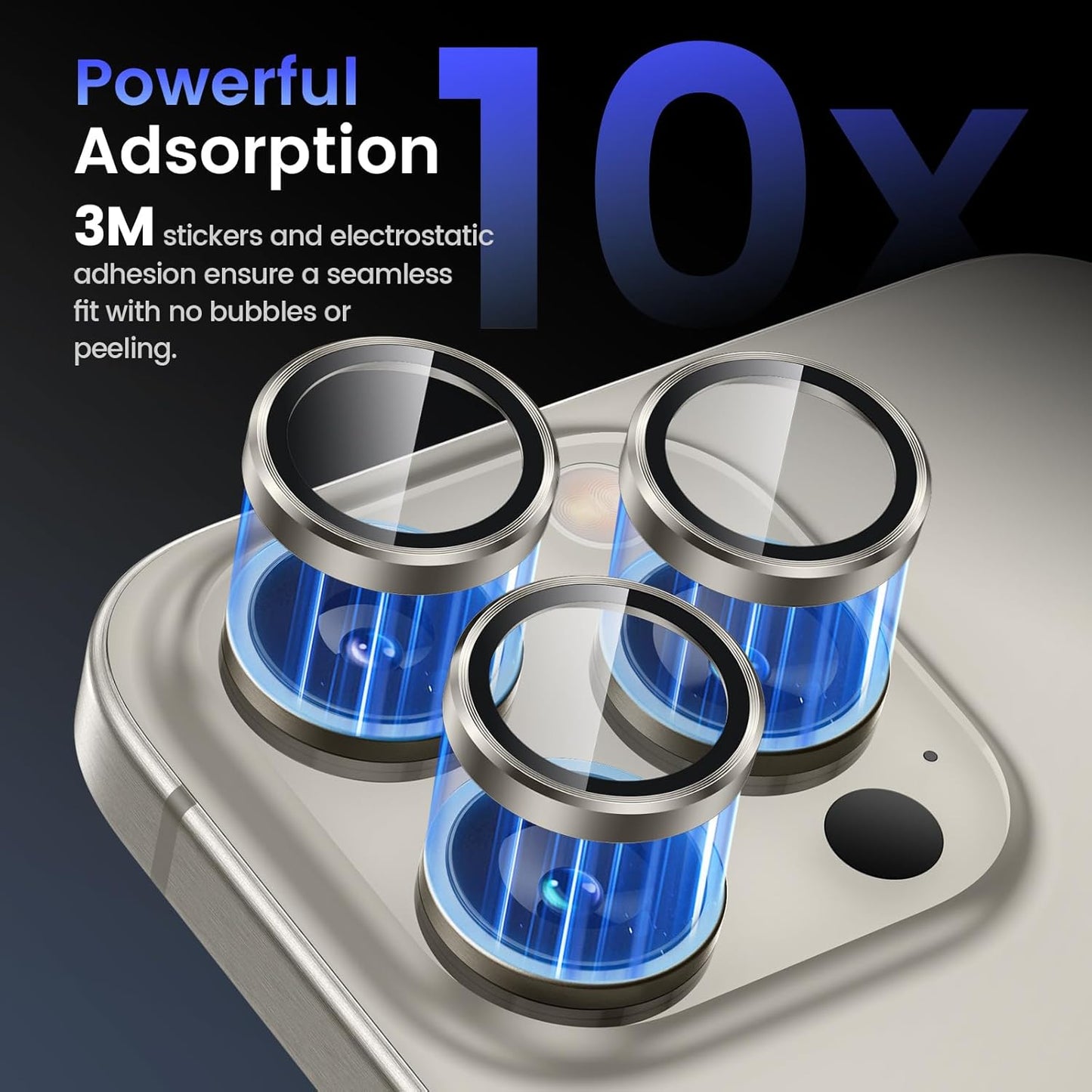 Tensea Camera Lens Protector Compatible for iPhone 16 Pro Max/16 Pro/14 Pro Max/14 Pro, Metal Aluminum Alloy Tempered Glass Cover Camera Screen Protector Accessories, Case Friendly