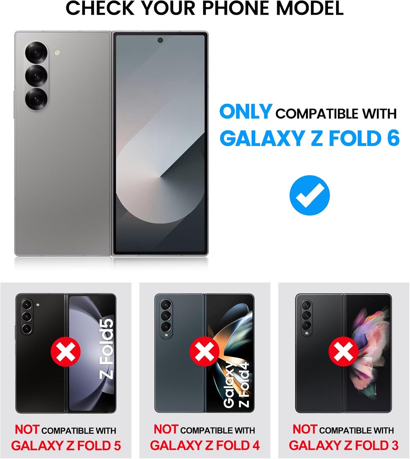 for Samsung Galaxy Z Fold 6 Case with Card Holder & Belt Clip & Slide Lens Cover, Built-in Hinge Protection & Screen Protector, Durable Wallet Phone Cover Case for Z Fold 6 5G 2024, Dark Purple