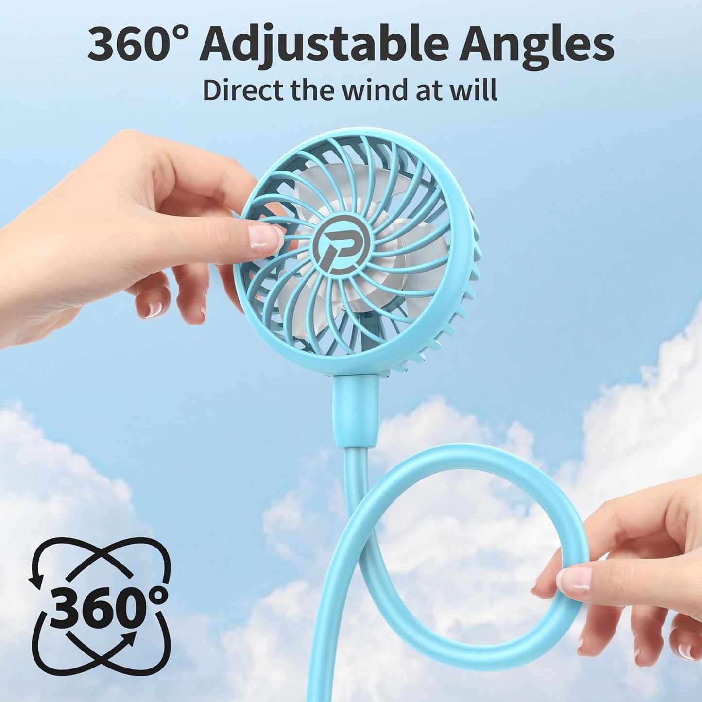 PANERGY Portable Neck Fan Rechargeable Hand Free Personal Fan Mini Wearable Battery Operated USB Fan for Men Women Kids Sport Work Travel