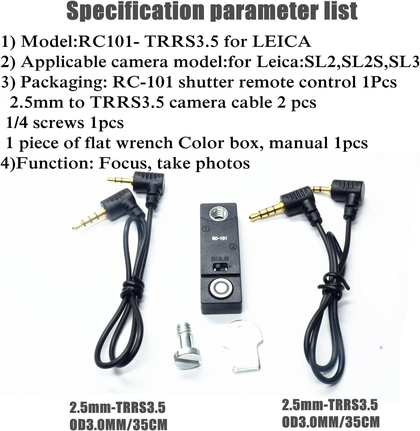 for Leica SL2 SL3 SL2S The Camera Releases The Shutter Cord Remote Control RC101-sl2 Remote 1/4 Screw Fixing Small Release Button Handle、 Hand Handle, cage Accessories (RC101-SL2)